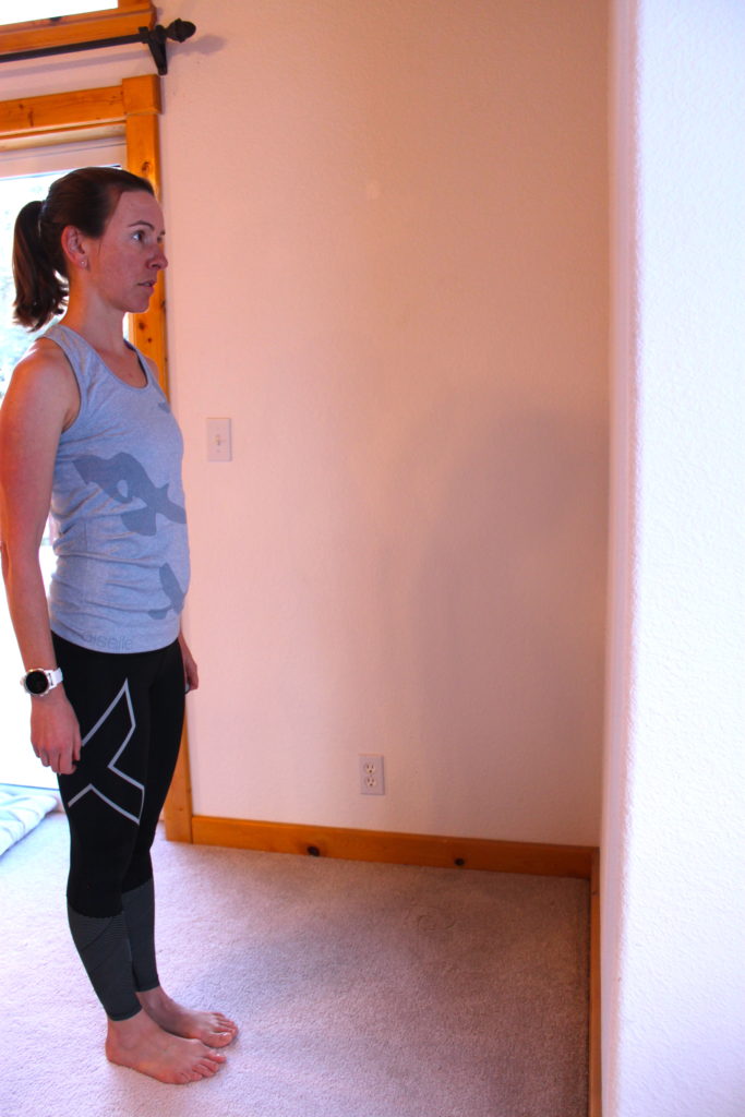 A person in position to do the riunning into the wall exercise