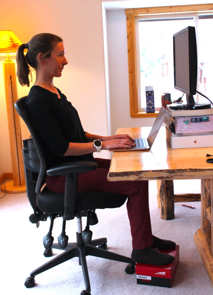 work from home ergonomics for runners to show an ergo setup with an external monitor